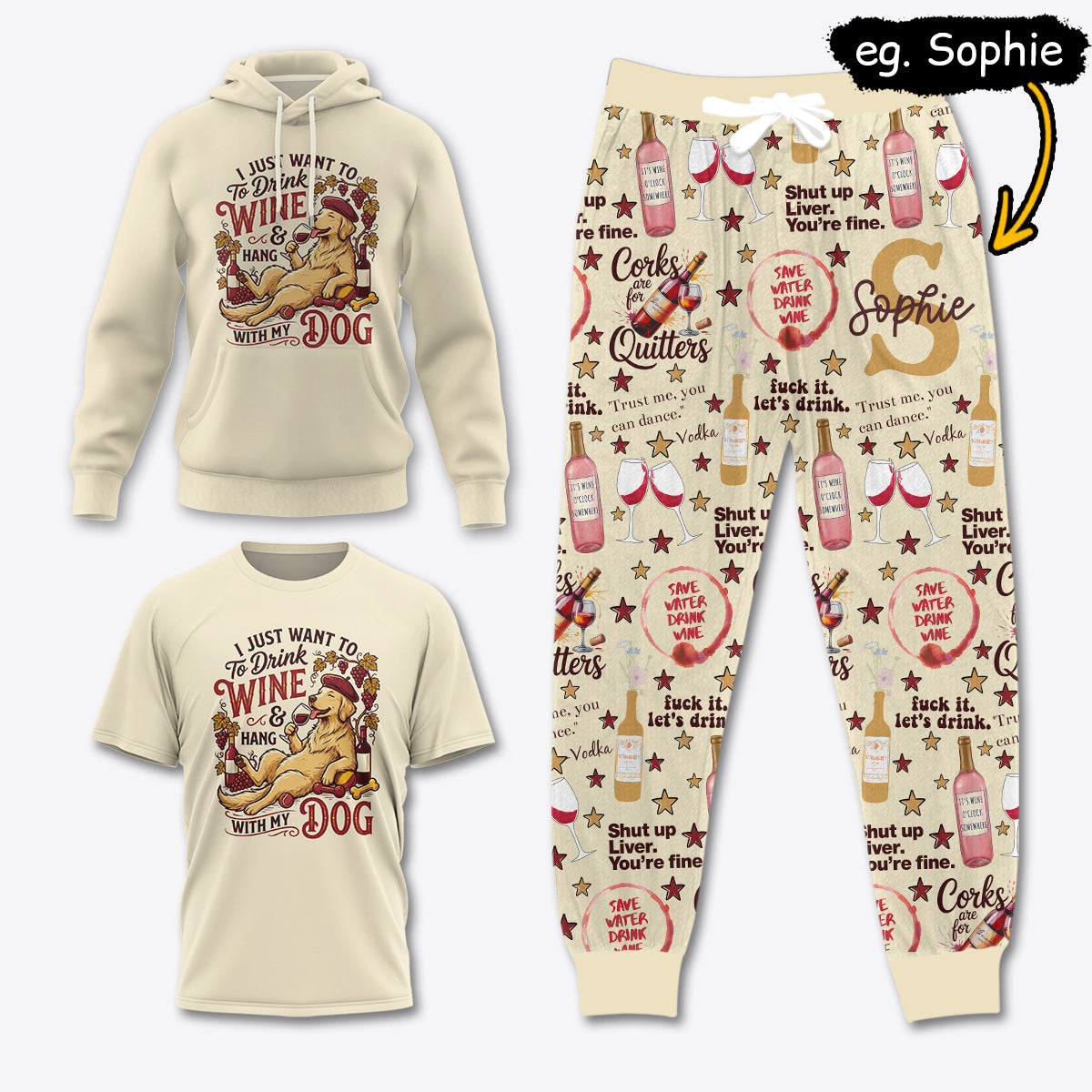 WINE025 [COMBO] T-Shirt + Pants + Hoodie (Best Deal)