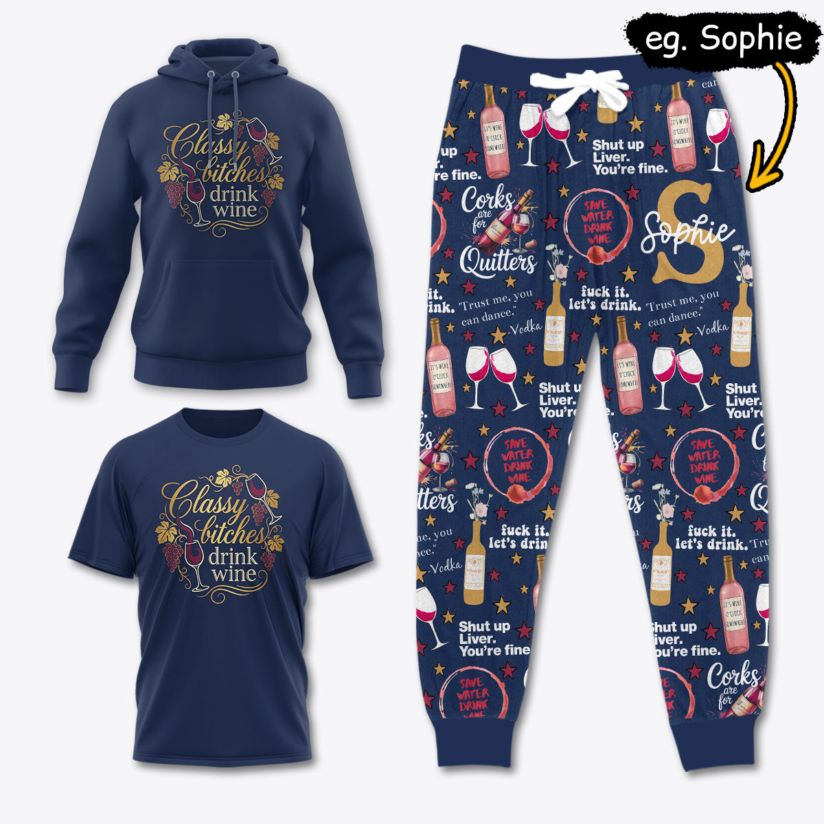 WINE035 [COMBO] T-Shirt + Pants + Hoodie (Best Deal)