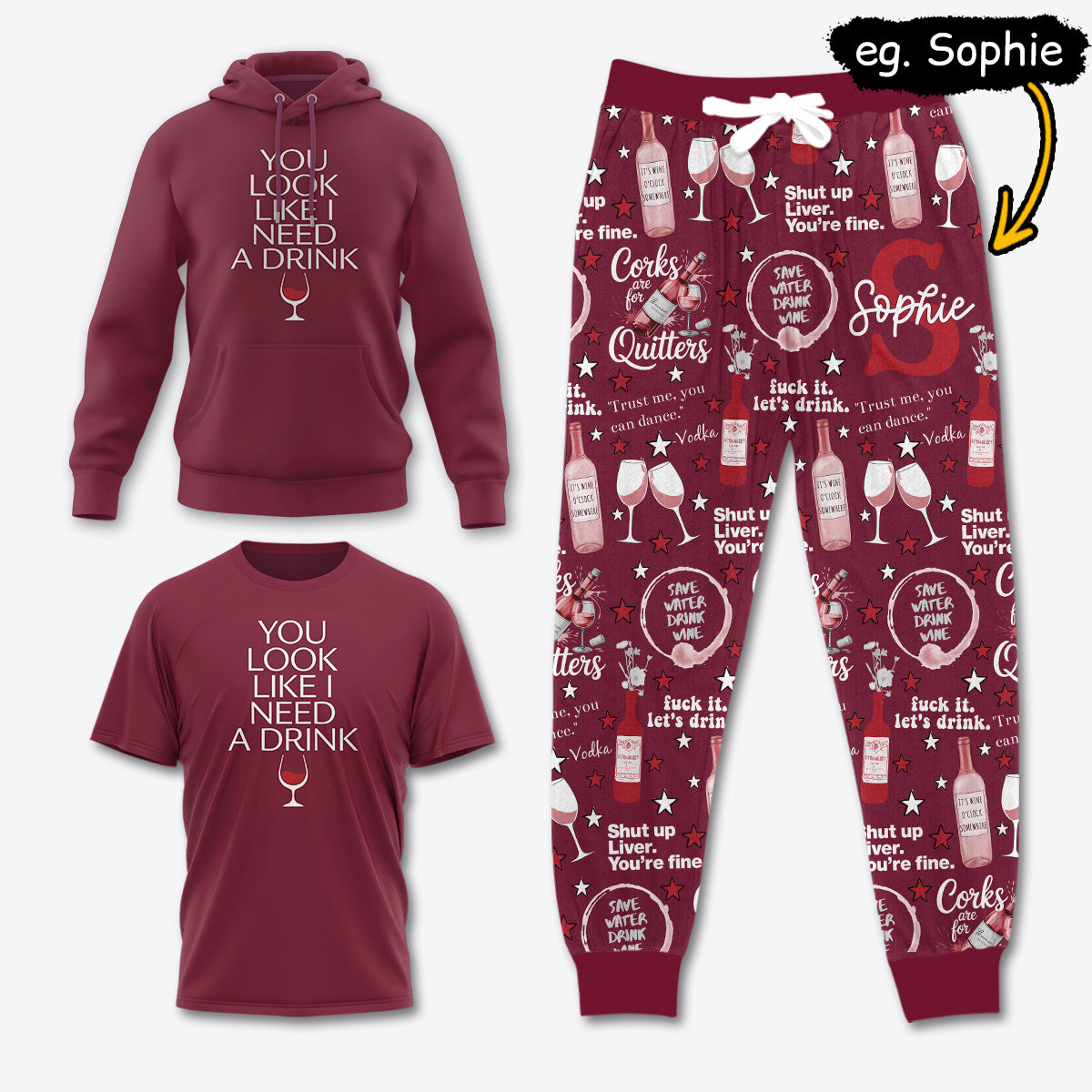 WINE029 [COMBO] T-Shirt + Pants + Hoodie (Best Deal)