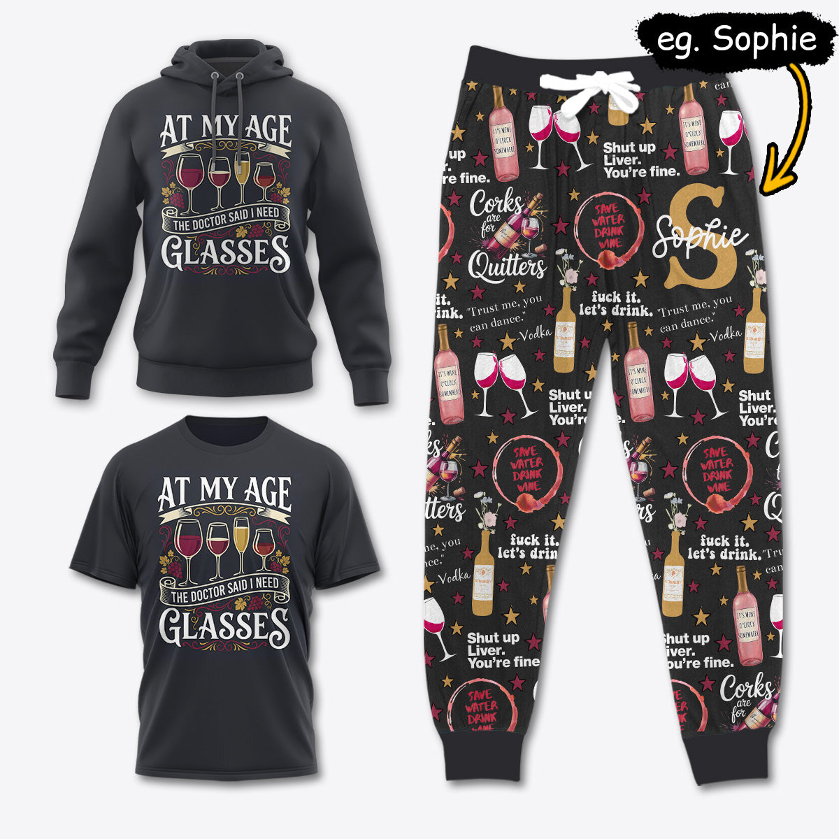 WINE021 [COMBO] T-Shirt + Pants + Hoodie (Best Deal)