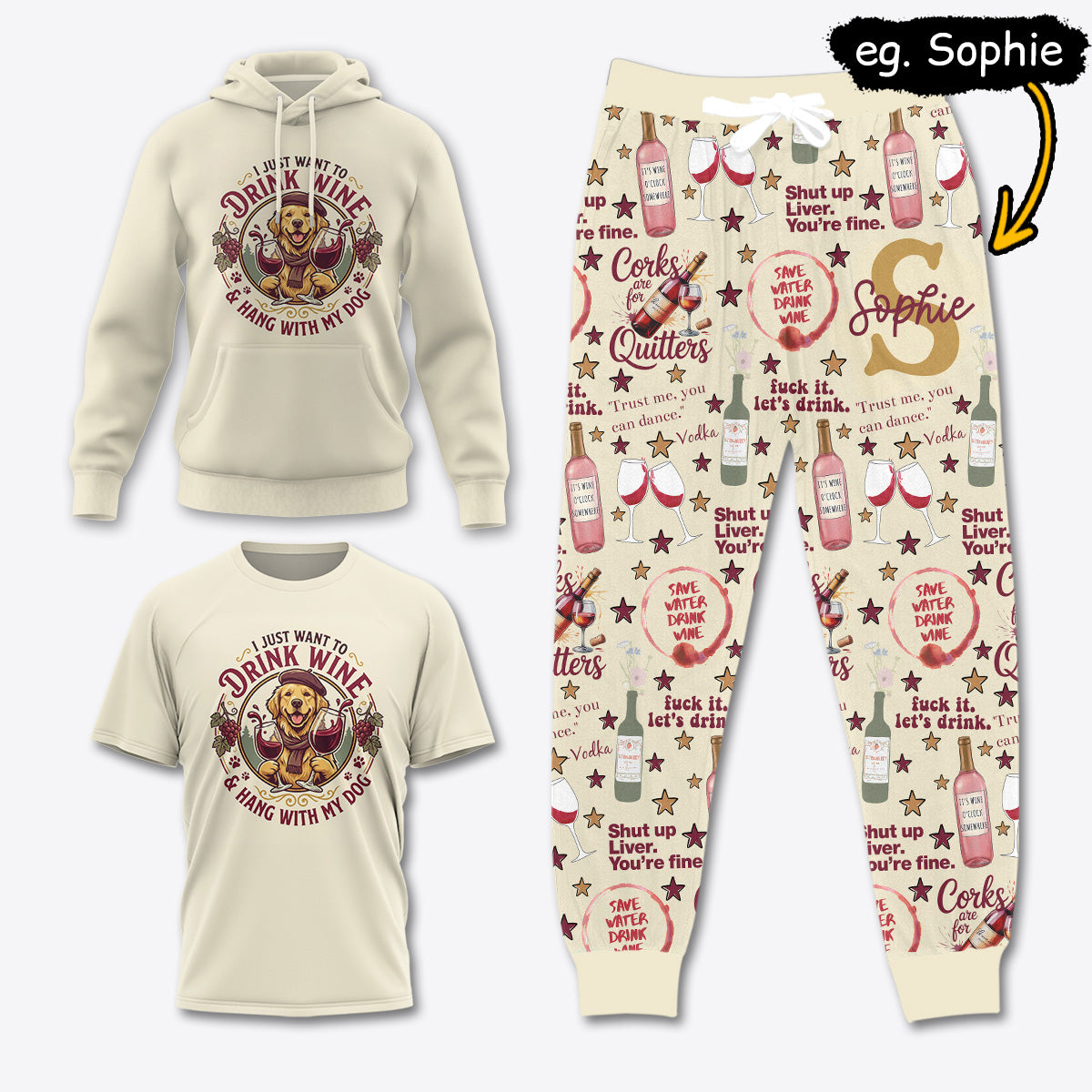 WINE026 [COMBO] T-Shirt + Pants + Hoodie (Best Deal)