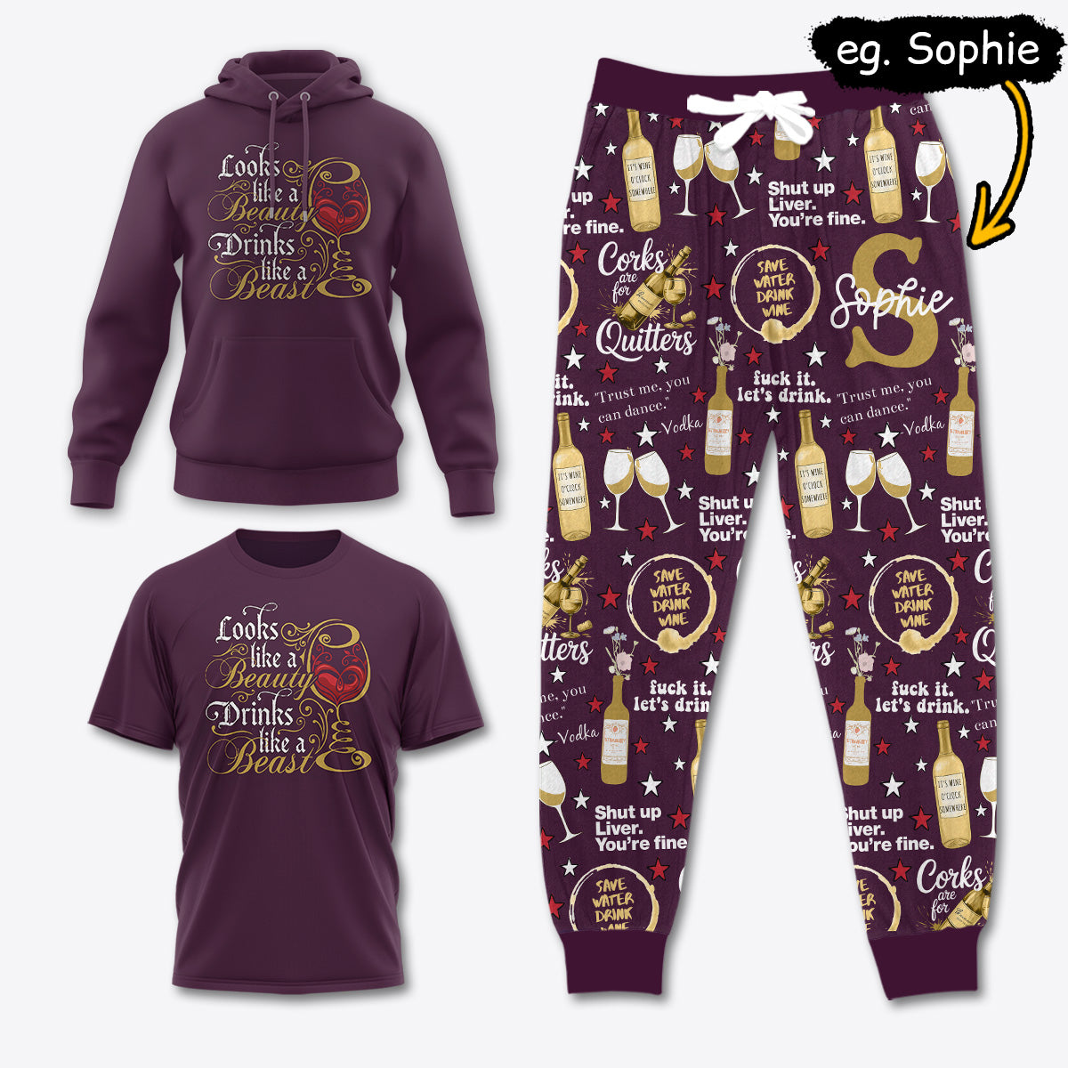 WINE023 [COMBO] T-Shirt + Pants + Hoodie (Best Deal)