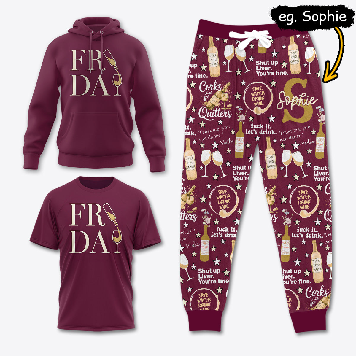 WINE032 [COMBO] T-Shirt + Pants + Hoodie (Best Deal)