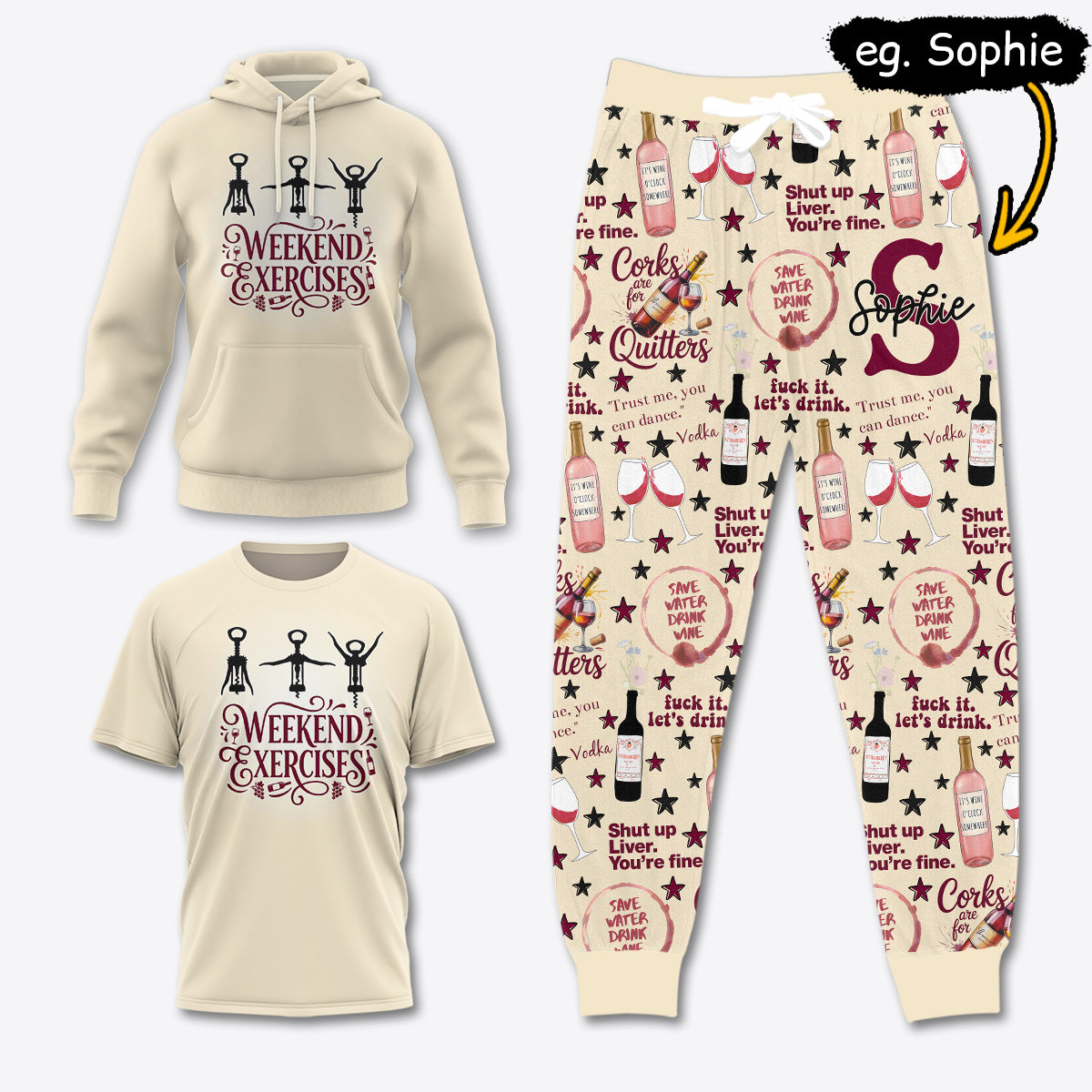 WINE014 [COMBO] T-Shirt + Pants + Hoodie (Best Deal)
