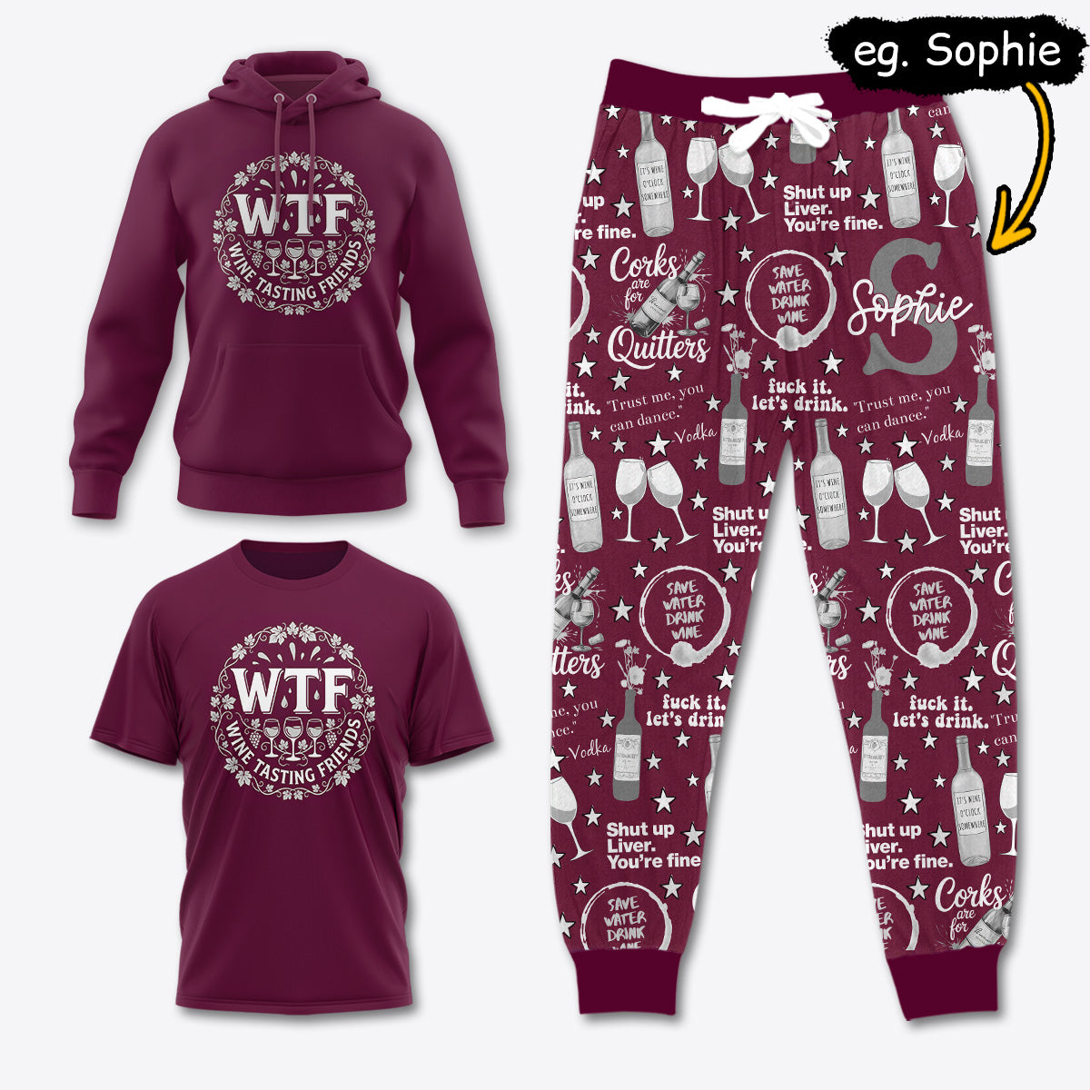 WINE034 [COMBO] T-Shirt + Pants + Hoodie (Best Deal)